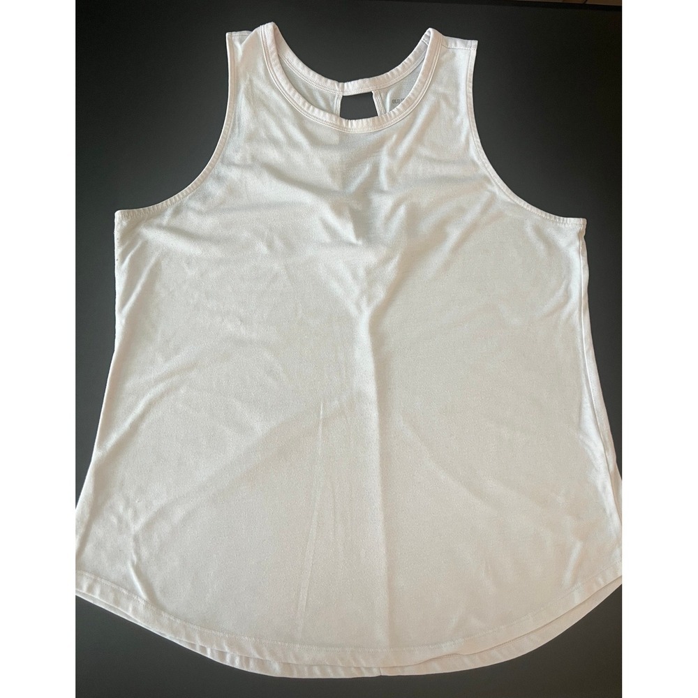Old Navy Active Go-Dry Tank Top Large White Gray Keyhole Open Back Shirt (1113)